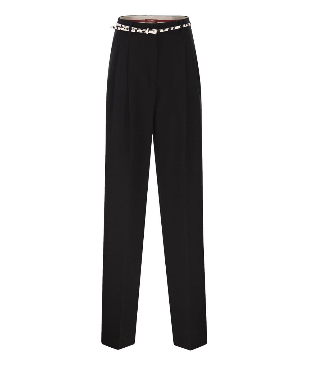 MAX MARA STUDIO Черные полиэстеровые прямые брюки, фото 1
