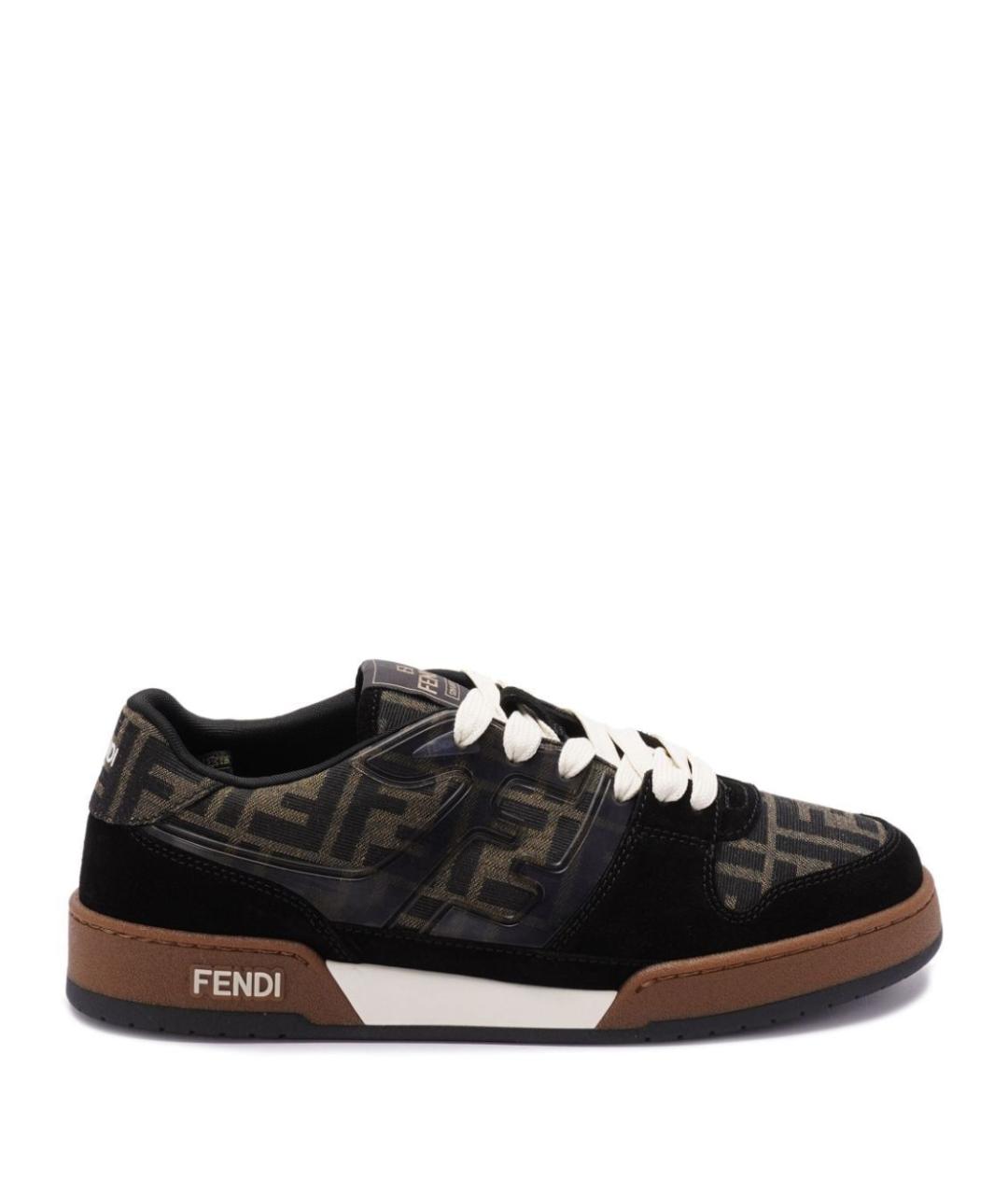 FENDI Черные синтетические низкие кроссовки / кеды, фото 1