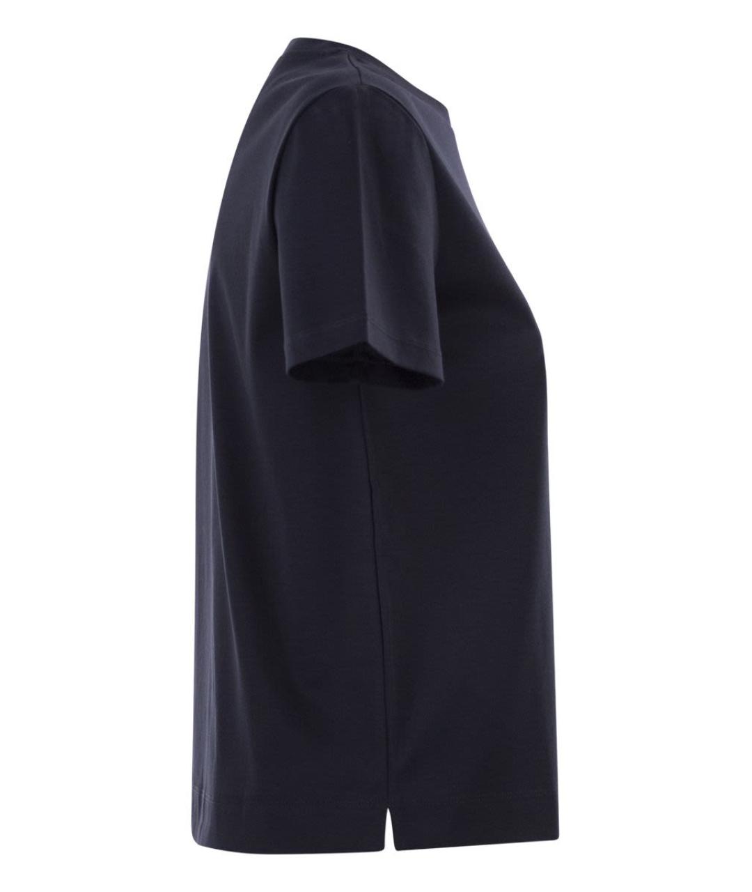 MAX MARA Темно-синяя хлопковая футболка, фото 3