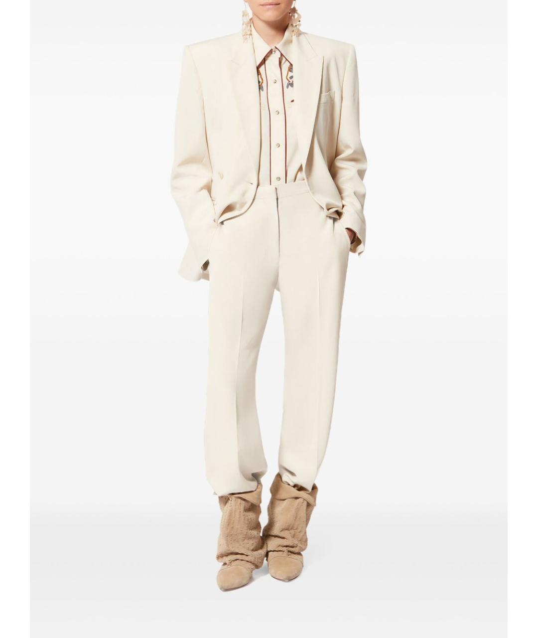 ISABEL MARANT Бежевые креповые прямые брюки, фото 3