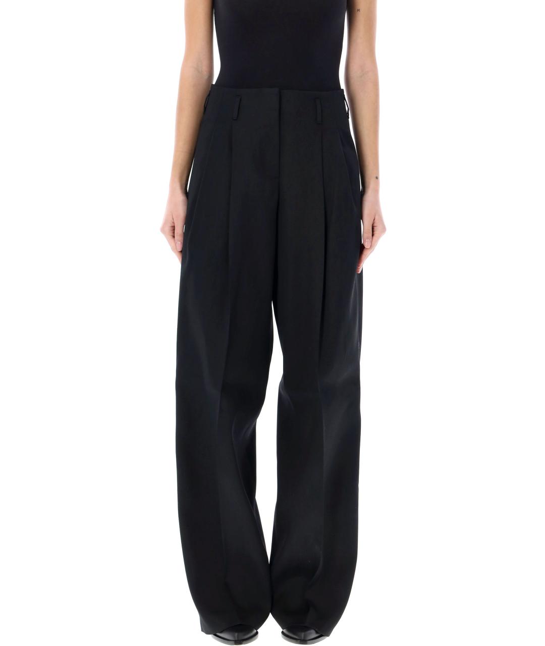 GOLDEN GOOSE DELUXE BRAND Черные шерстяные брюки широкие, фото 1