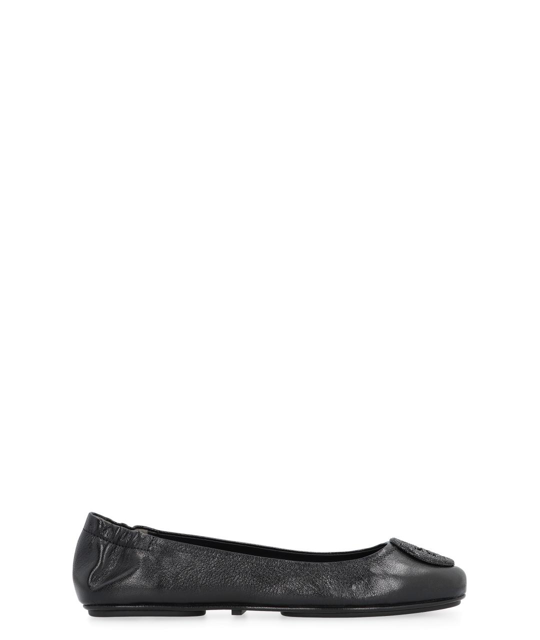 TORY BURCH Черные кожаные балетки, фото 1