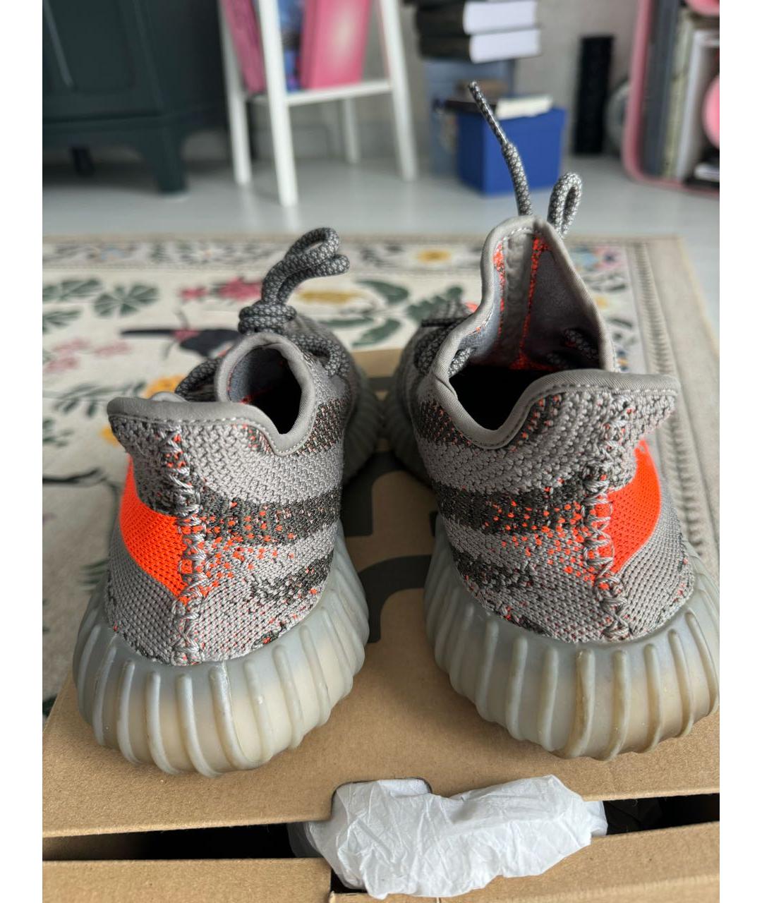 ADIDAS YEEZY Антрацитовые синтетические кроссовки, фото 4