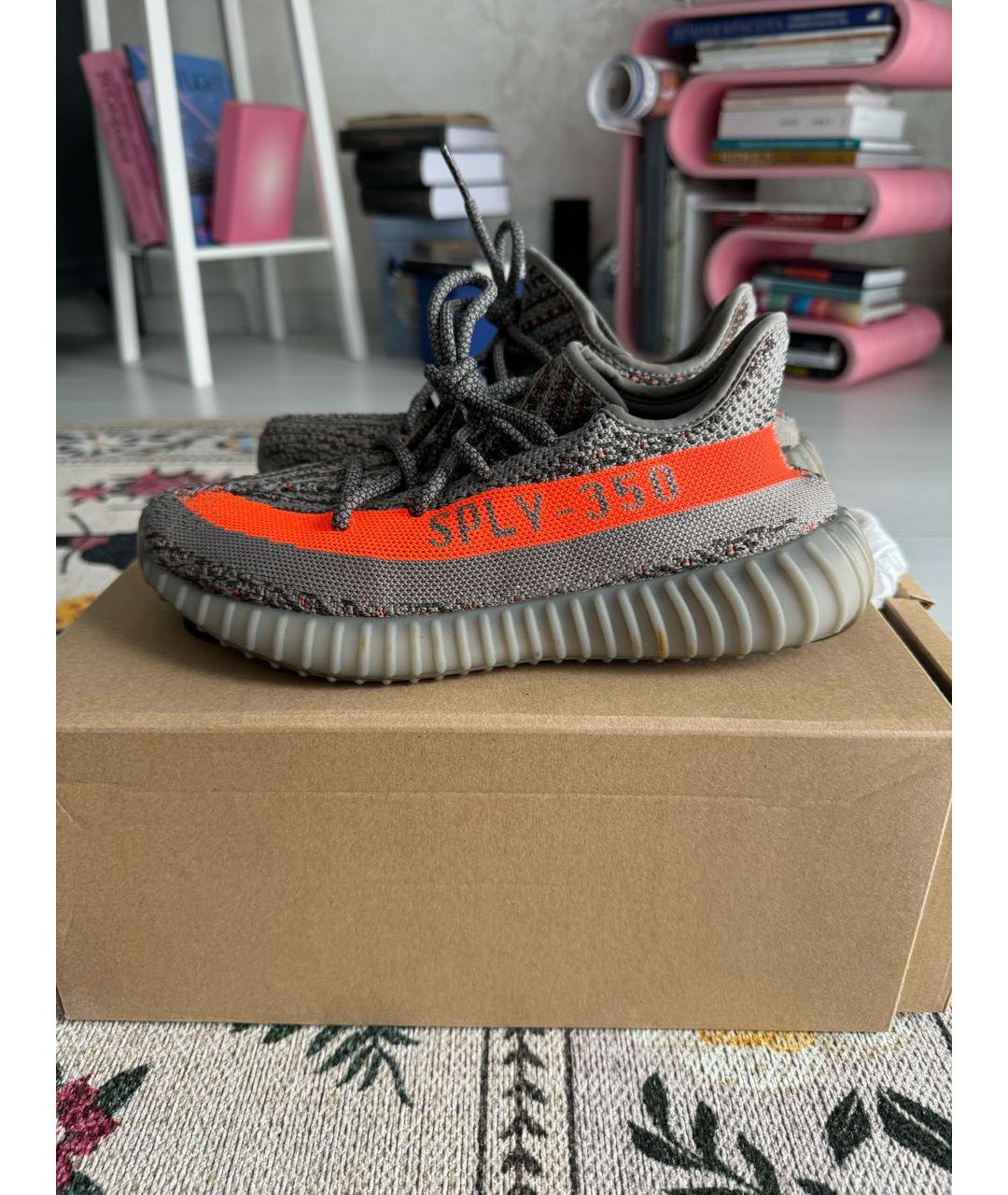 ADIDAS YEEZY Антрацитовые синтетические кроссовки, фото 8