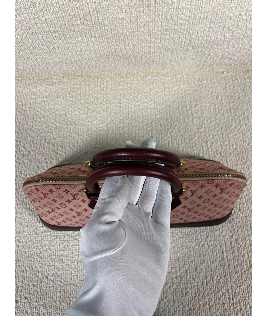 LOUIS VUITTON Бордовая тканевая сумка с короткими ручками, фото 7