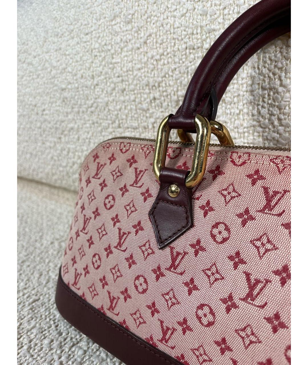 LOUIS VUITTON Бордовая тканевая сумка с короткими ручками, фото 8