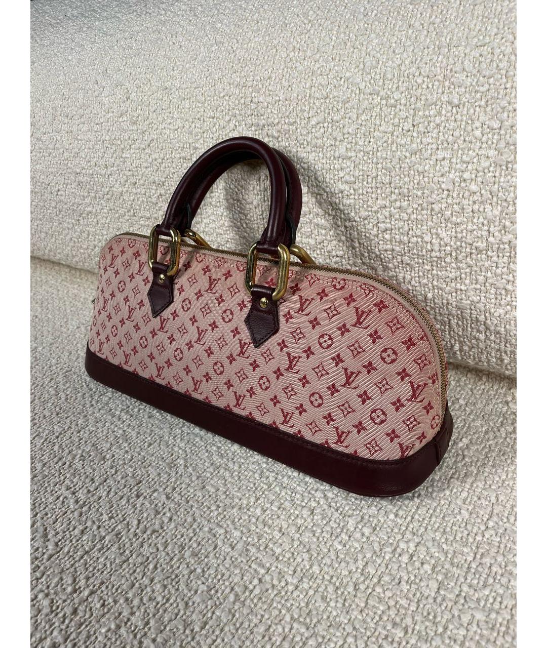 LOUIS VUITTON Бордовая тканевая сумка с короткими ручками, фото 6