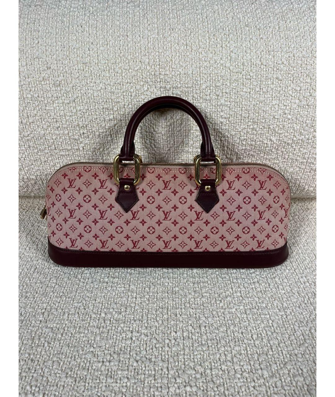 LOUIS VUITTON Бордовая тканевая сумка с короткими ручками, фото 9