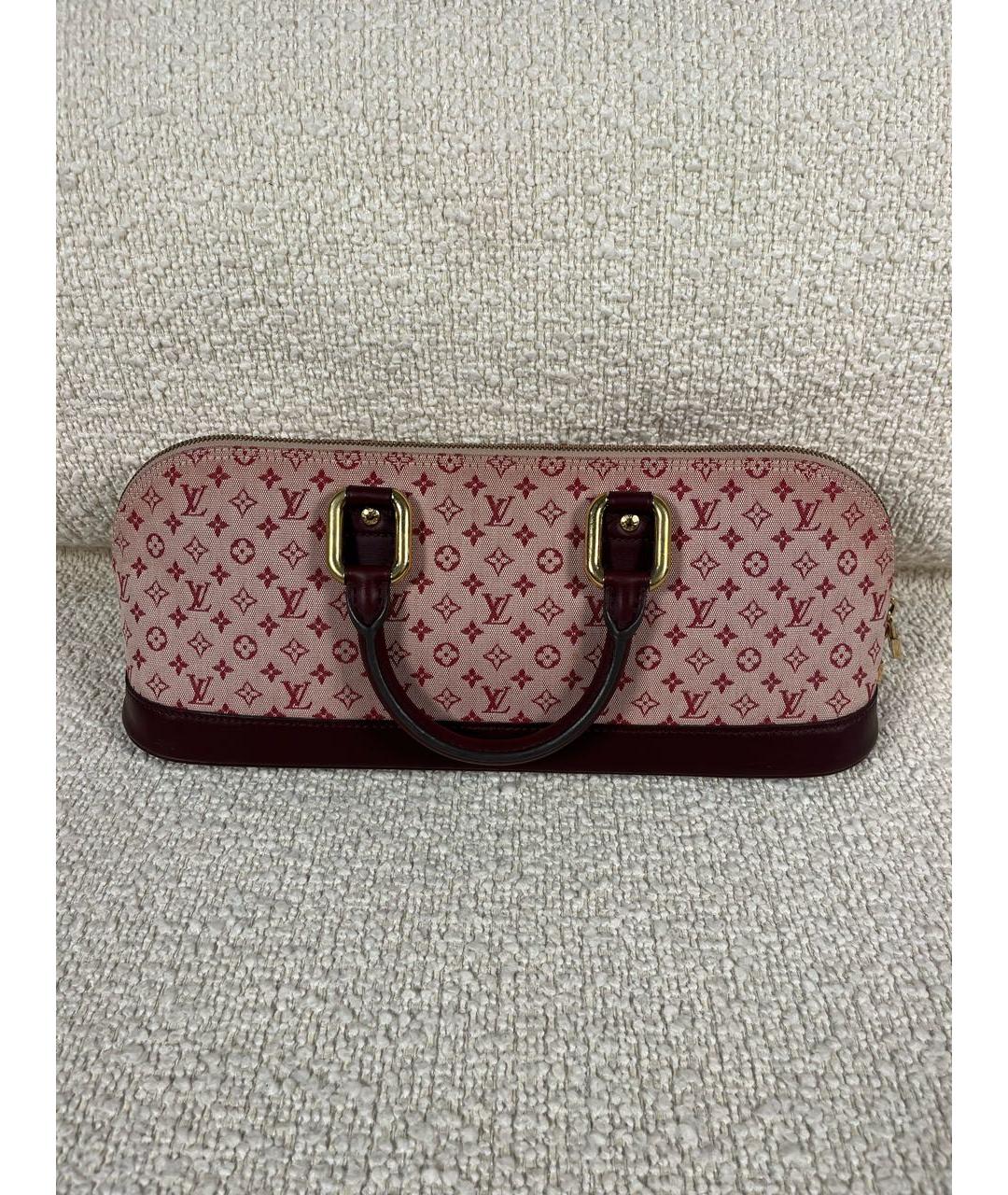 LOUIS VUITTON Бордовая тканевая сумка с короткими ручками, фото 3