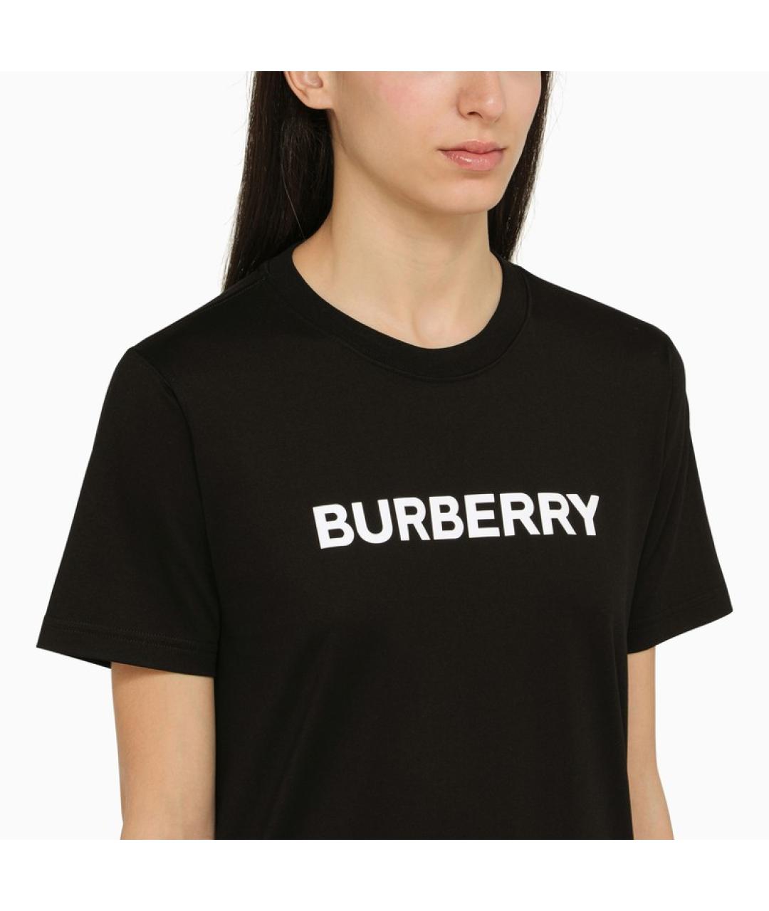 BURBERRY Черная хлопковая футболка, фото 4