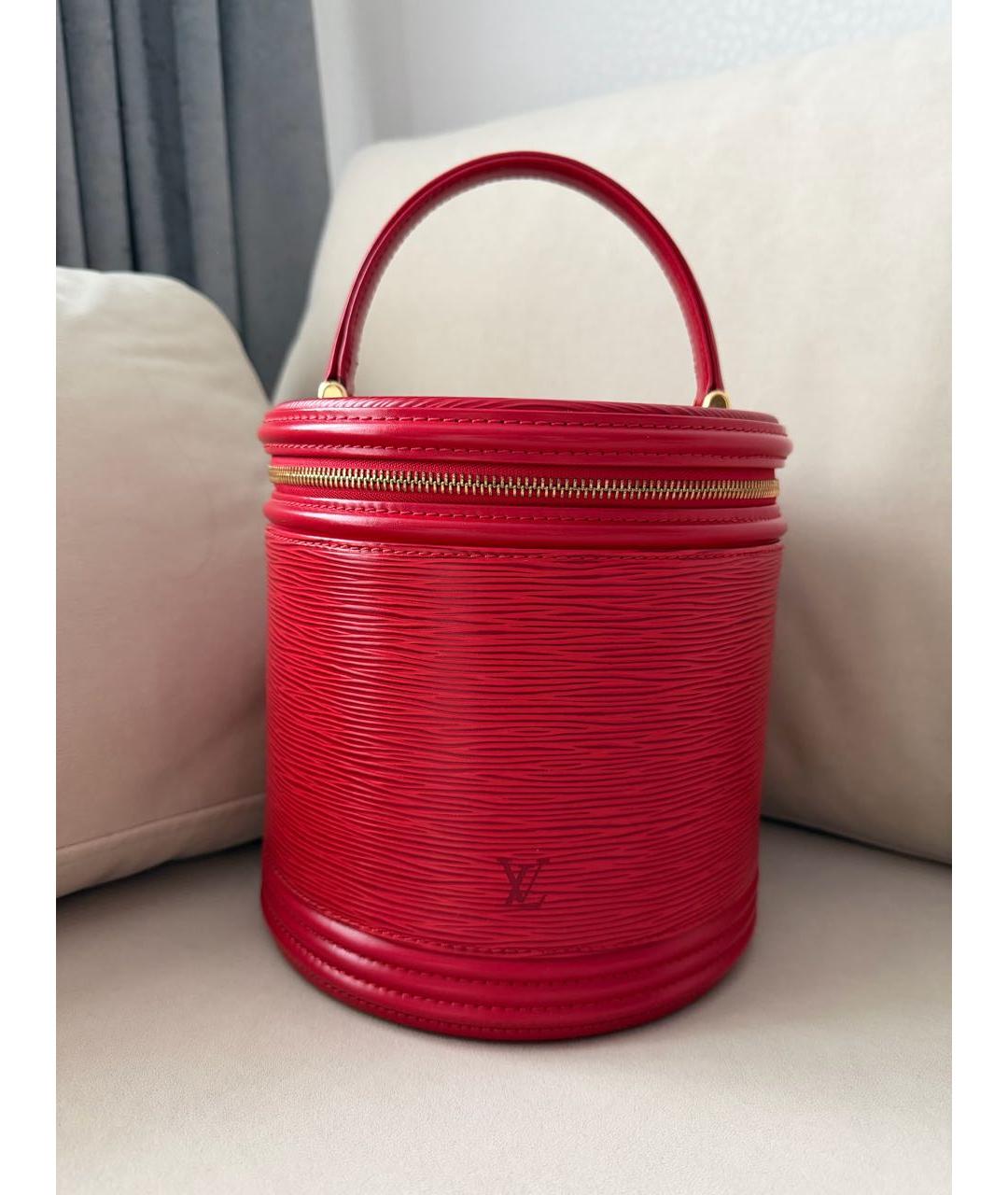 LOUIS VUITTON Красная кожаная сумка с короткими ручками, фото 5