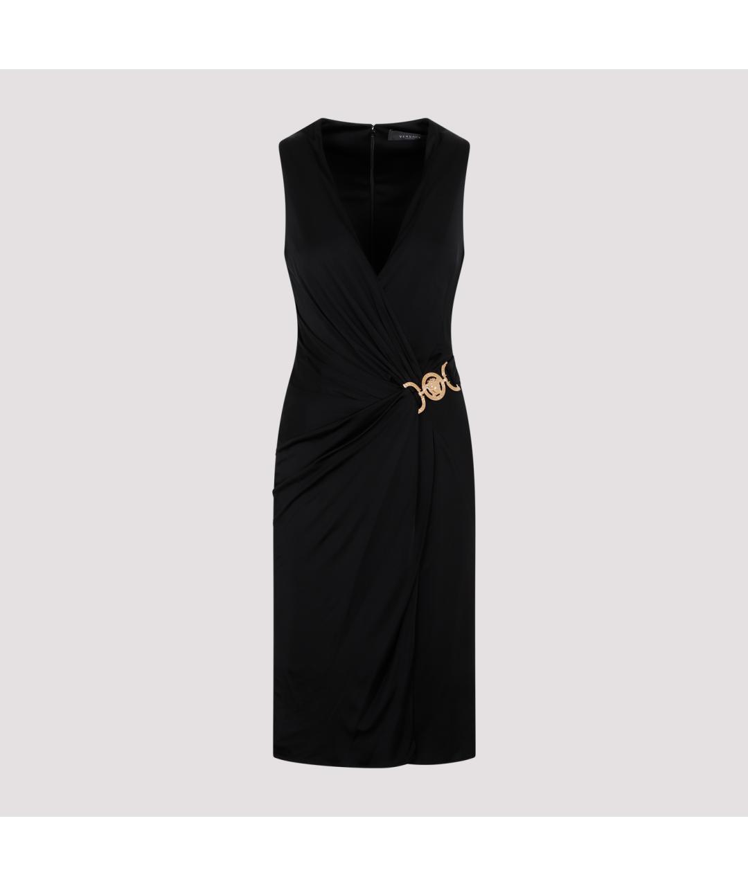 VERSACE Черное вискозное повседневное платье, фото 2