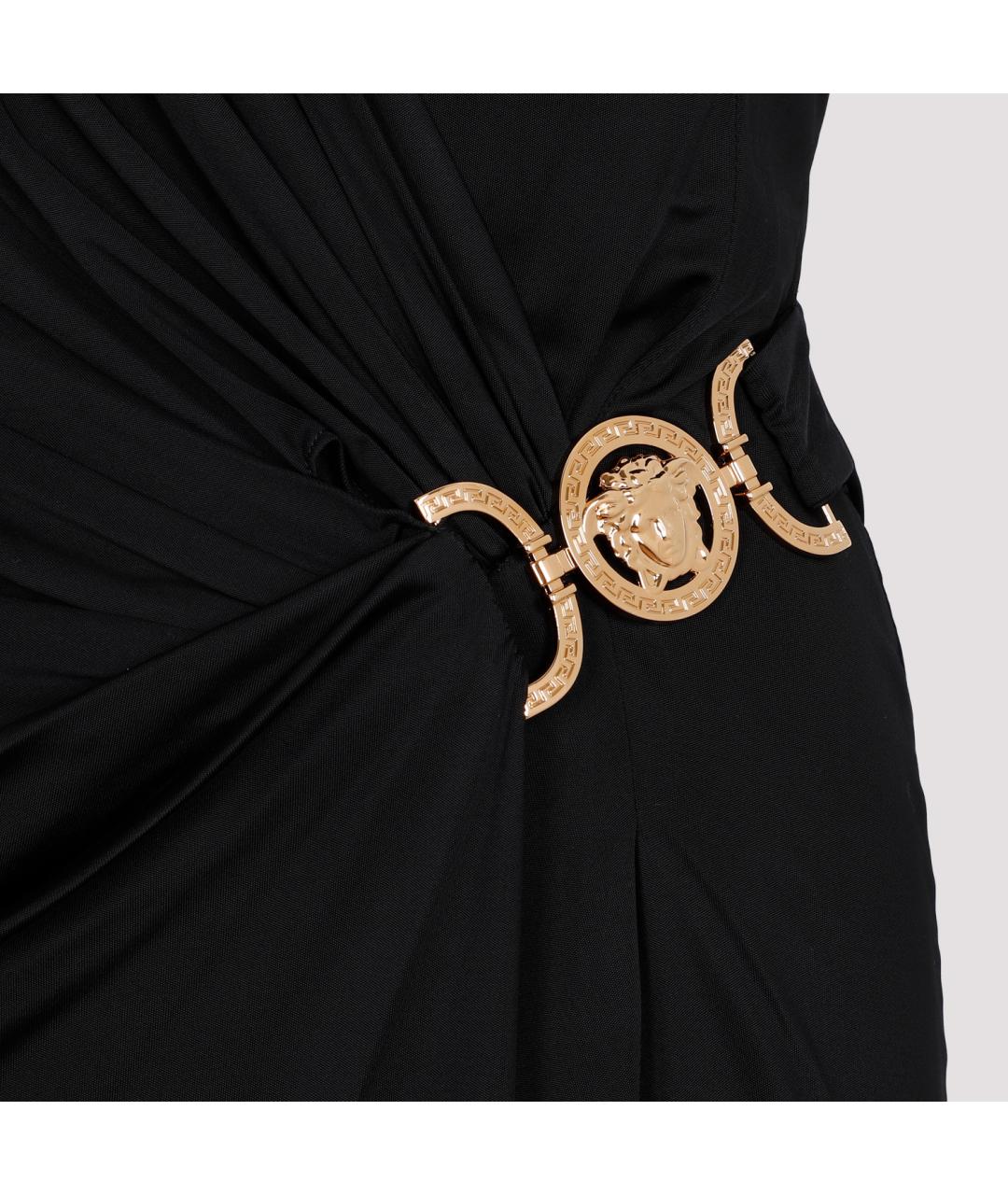 VERSACE Черное вискозное повседневное платье, фото 5