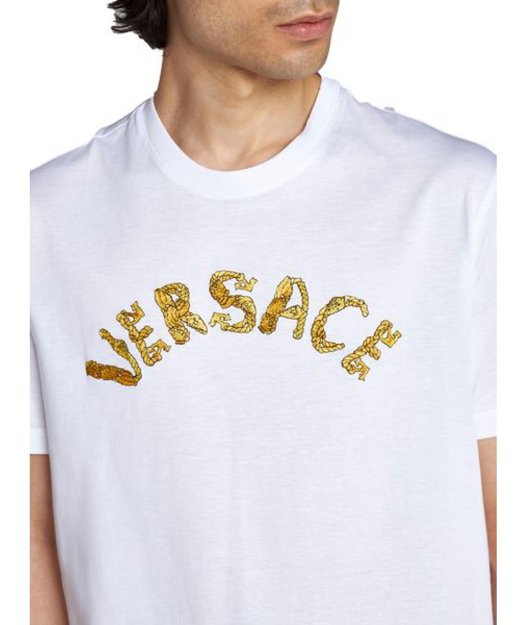 VERSACE Белая хлопковая футболка, фото 5