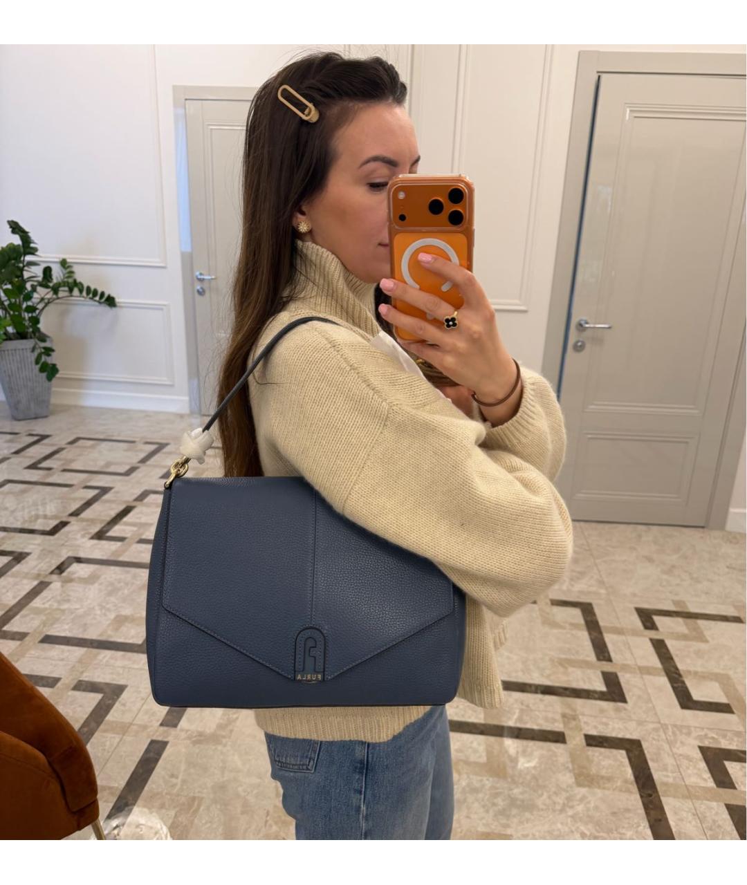 FURLA Синяя кожаная сумка через плечо, фото 6