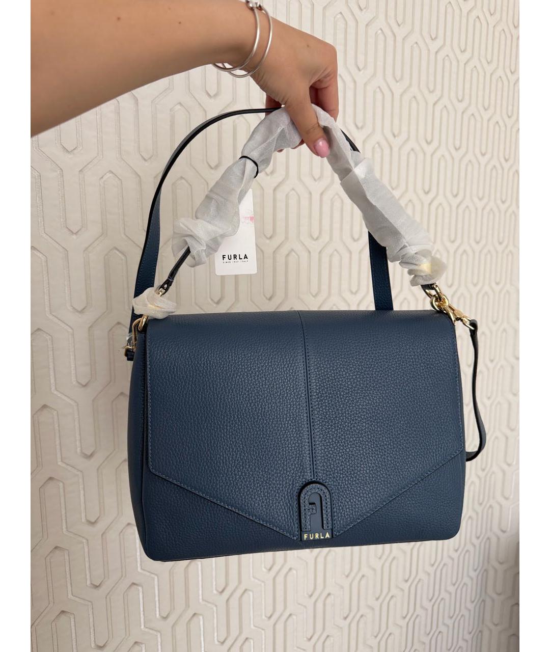 FURLA Синяя кожаная сумка через плечо, фото 9