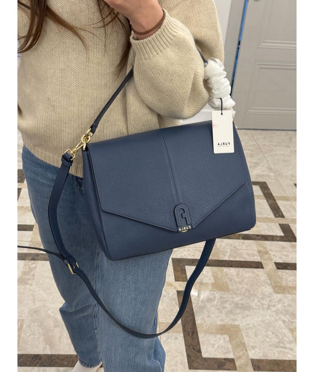 FURLA Синяя кожаная сумка через плечо, фото 5