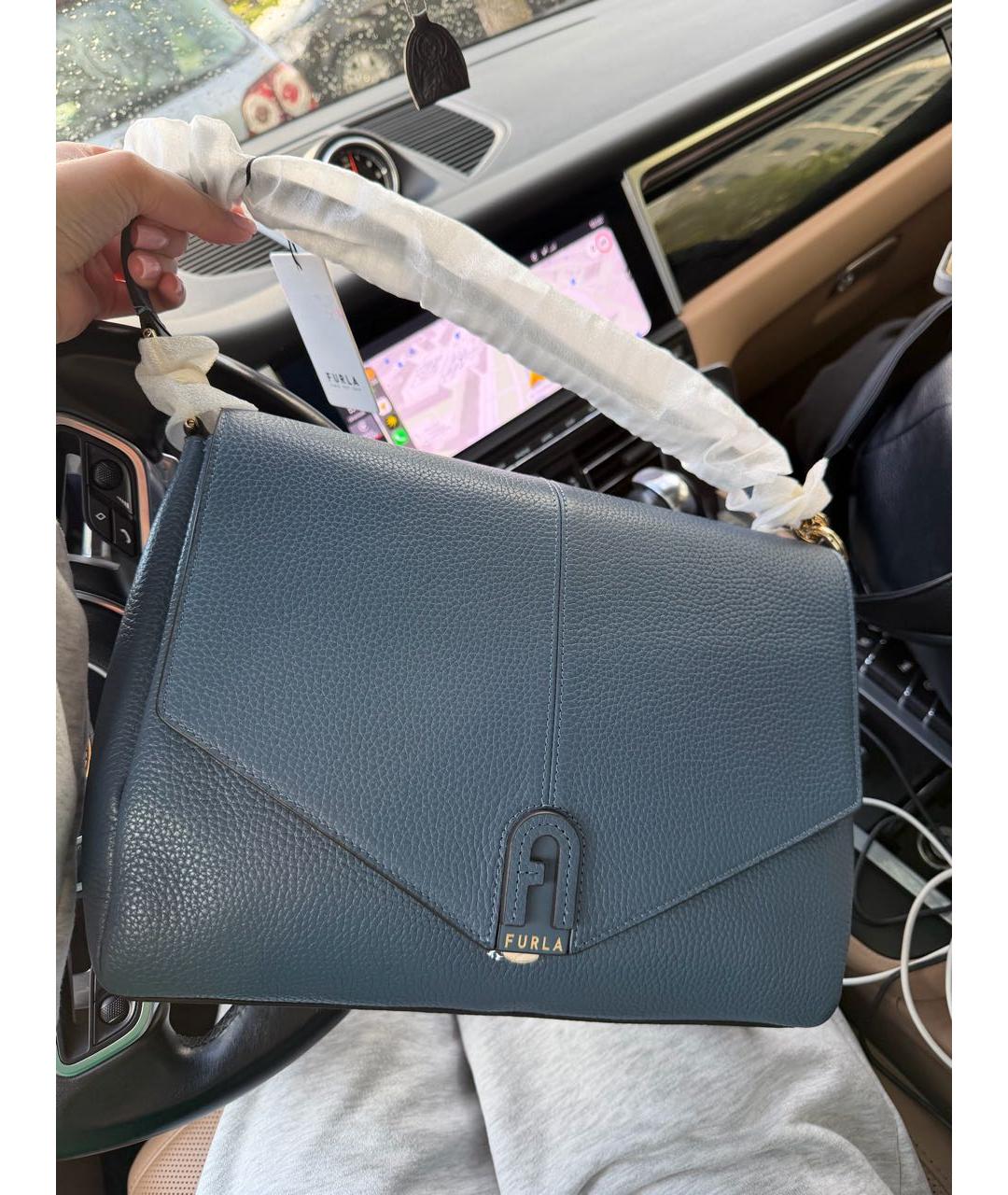 FURLA Синяя кожаная сумка через плечо, фото 8
