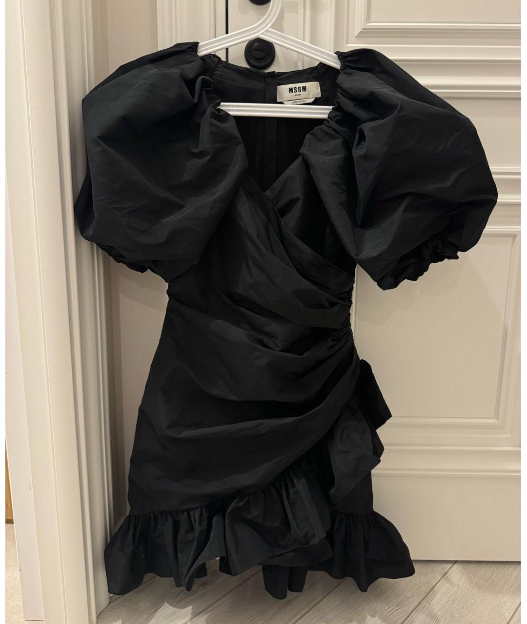 MSGM Черное полиэстеровое вечернее платье, фото 8