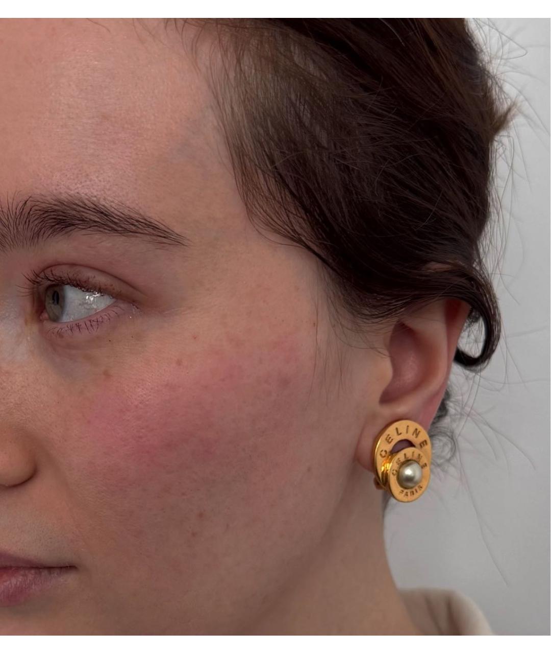 CELINE Золотые позолоченные клипсы, фото 3