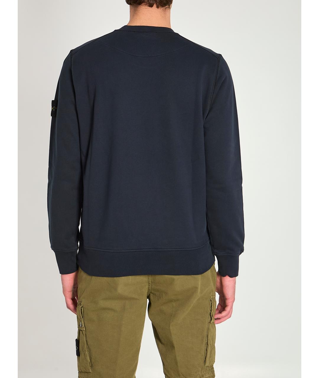 STONE ISLAND Темно-синий хлопковый джемпер / свитер, фото 4