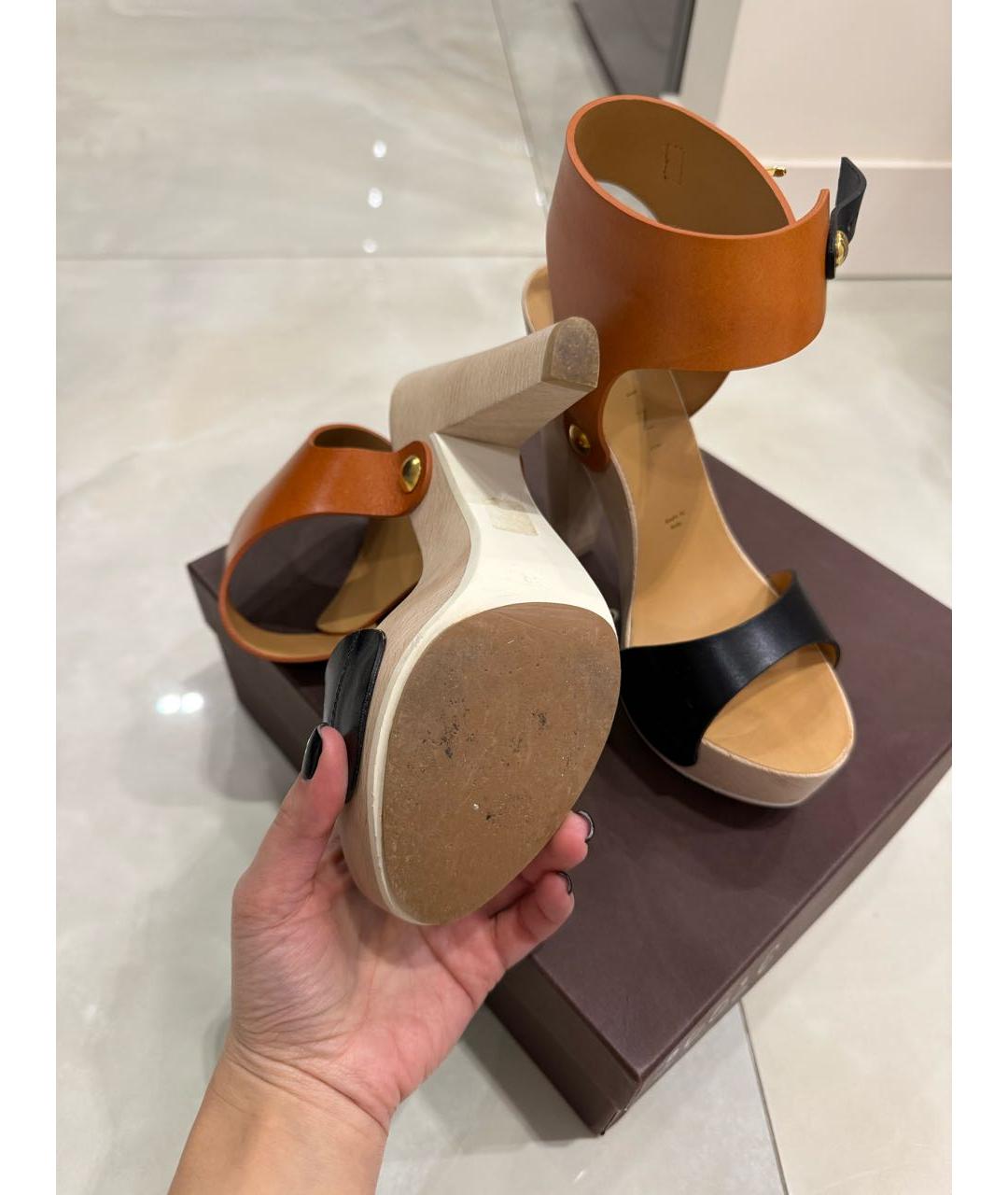 VICINI Черные кожаные босоножки, фото 6