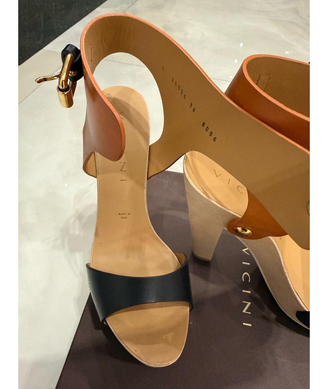 VICINI Черные кожаные босоножки, фото 4