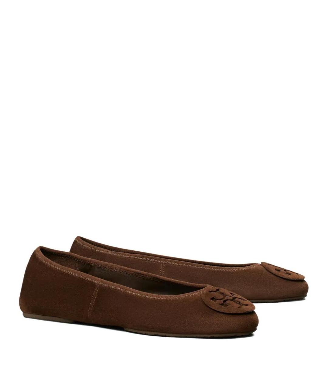 TORY BURCH Коричневые кожаные балетки, фото 2