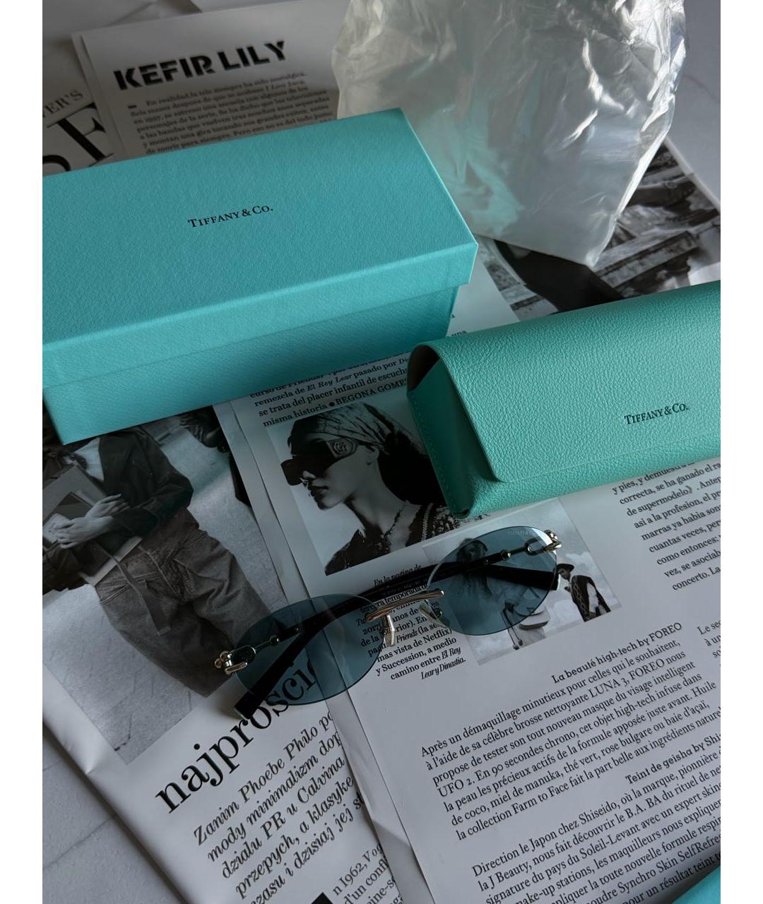 TIFFANY&CO Голубые металлические солнцезащитные очки, фото 5