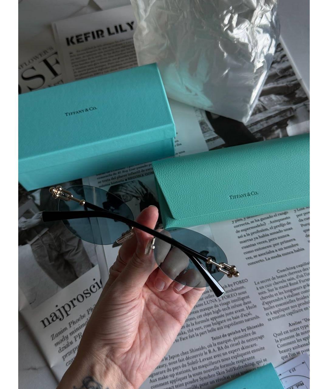TIFFANY&CO Голубые металлические солнцезащитные очки, фото 2