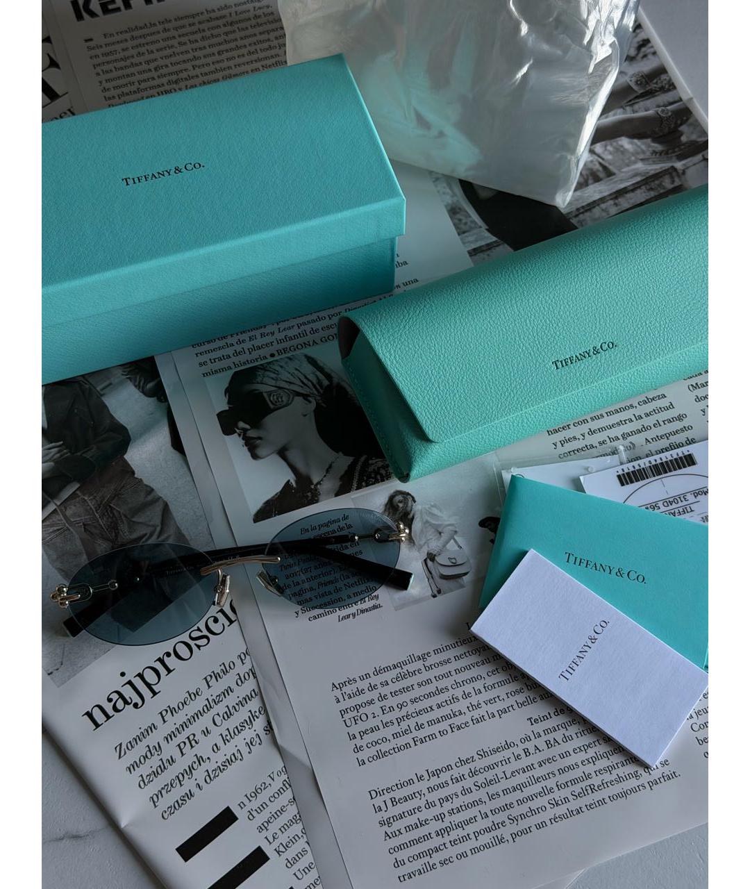 TIFFANY&CO Голубые металлические солнцезащитные очки, фото 4