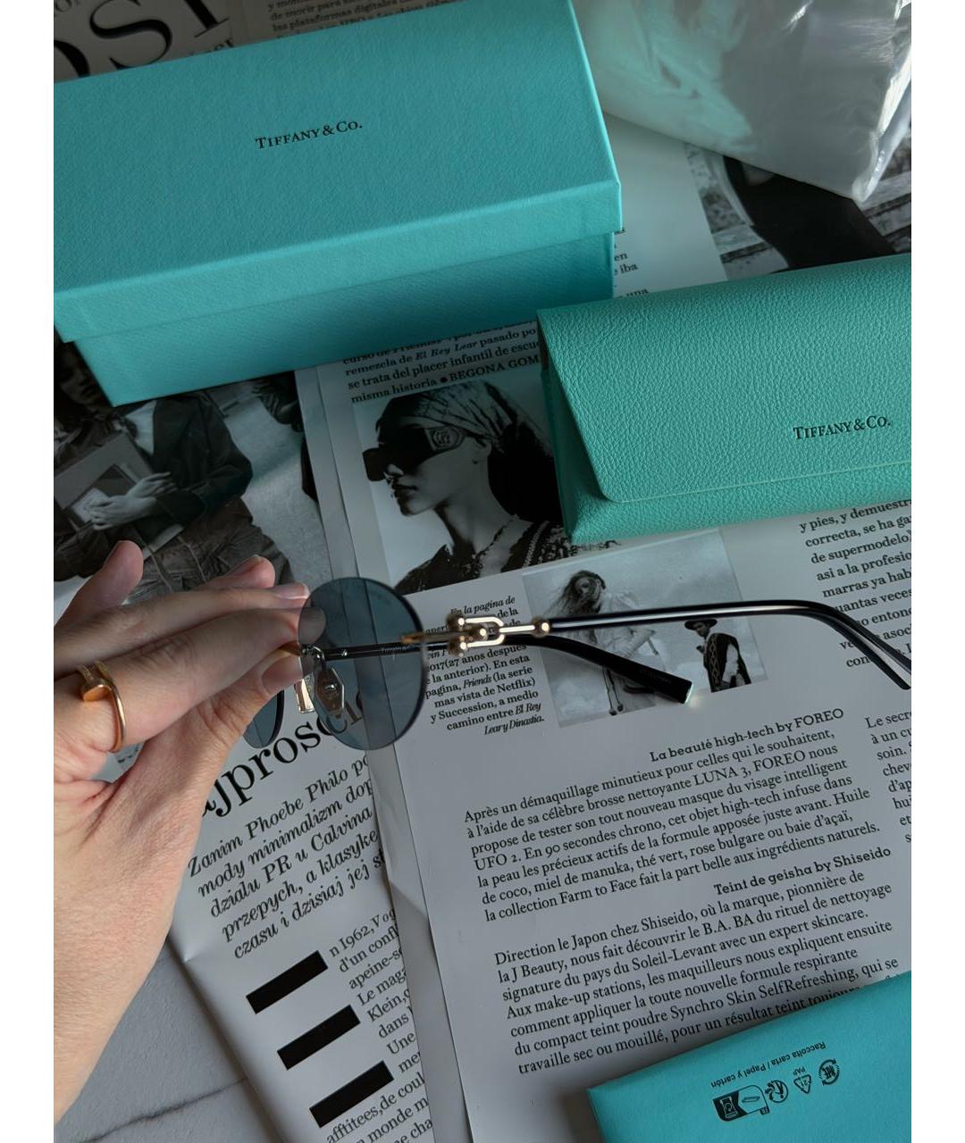 TIFFANY&CO Голубые металлические солнцезащитные очки, фото 3