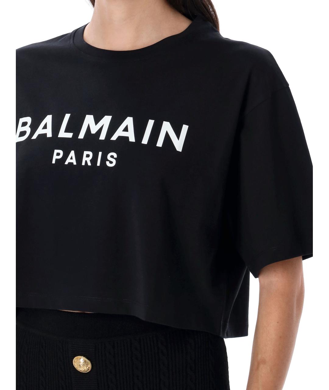 BALMAIN Черная хлопковая футболка, фото 3