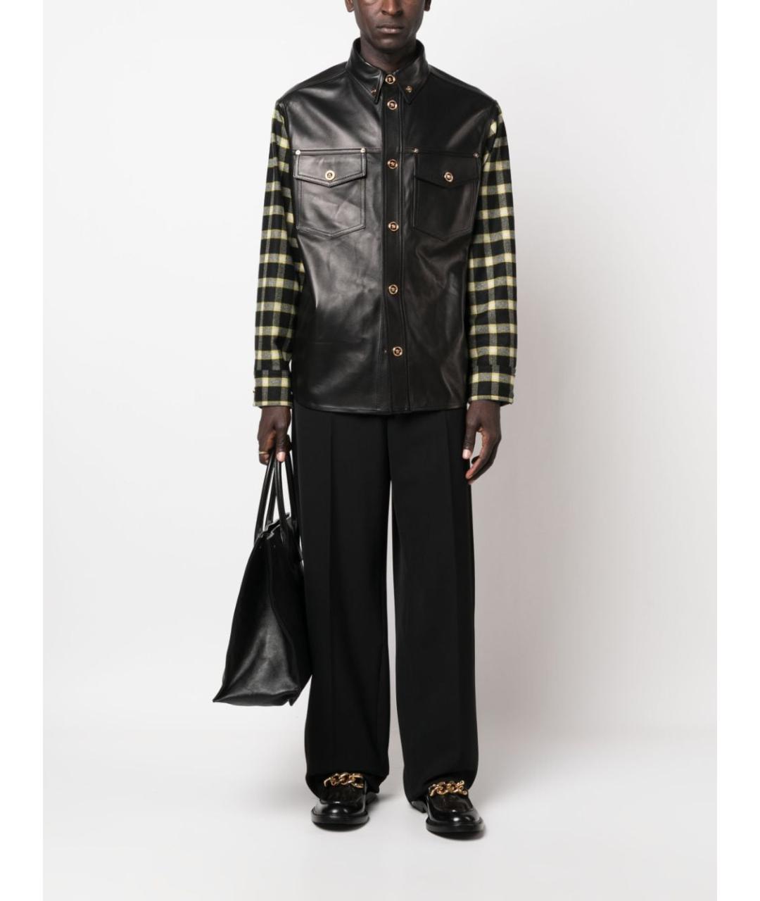 VERSACE Черная кожаная куртка, фото 4
