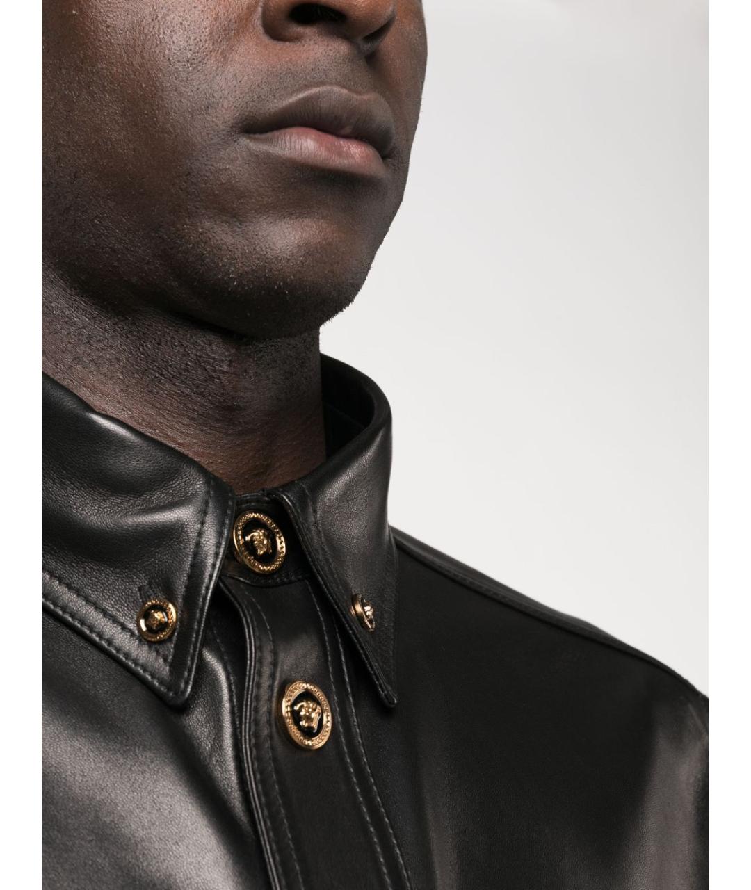 VERSACE Черная кожаная куртка, фото 3