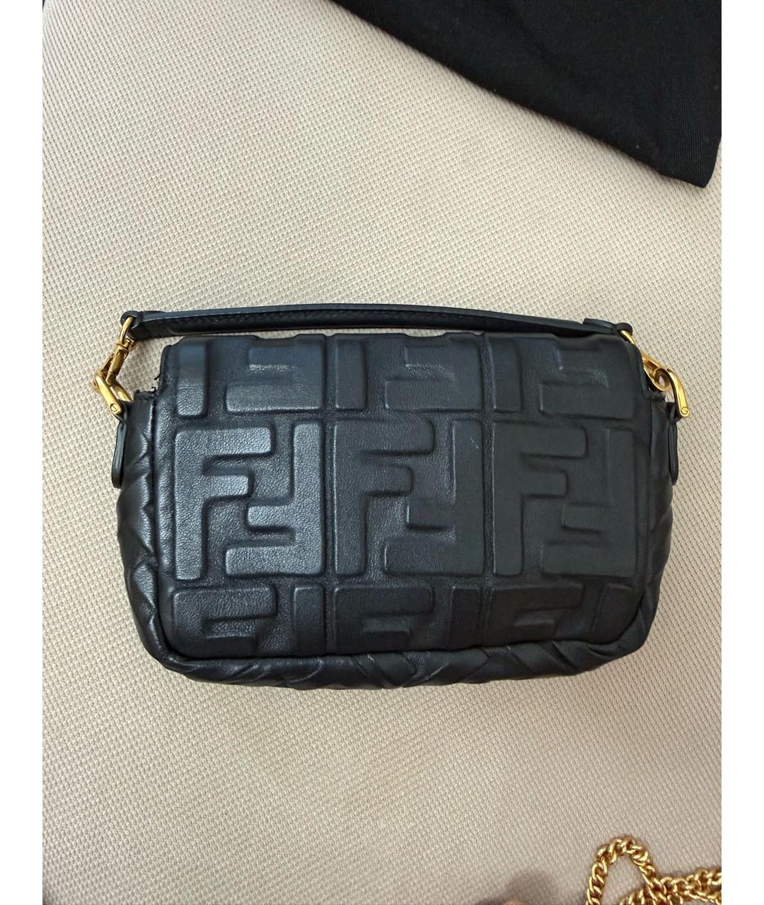 FENDI Черная кожаная сумка с короткими ручками, фото 3