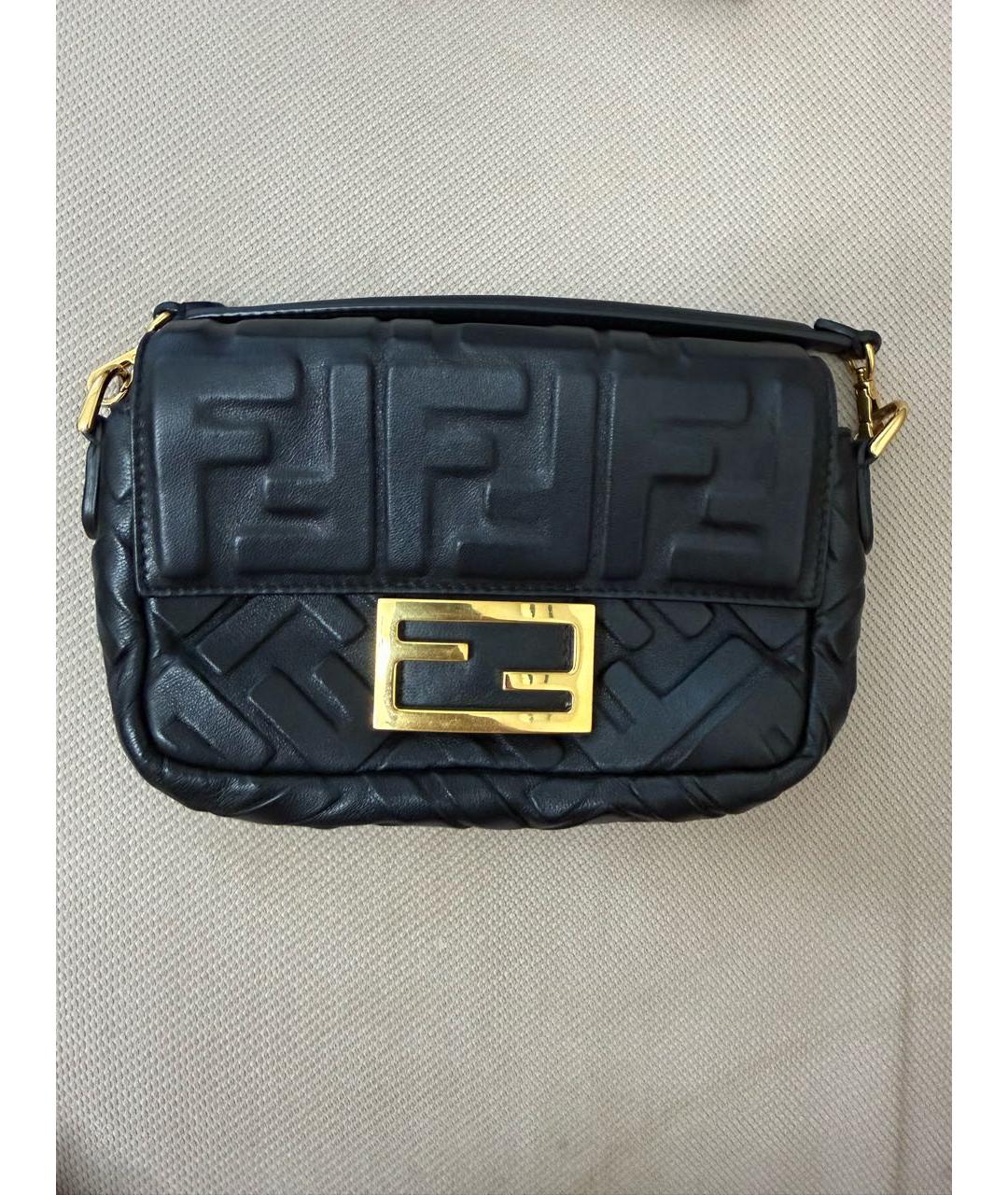 FENDI Черная кожаная сумка с короткими ручками, фото 7