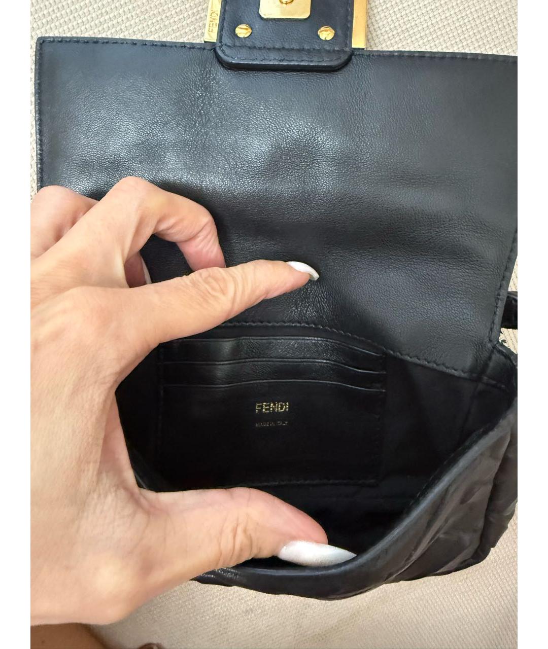 FENDI Черная кожаная сумка с короткими ручками, фото 4