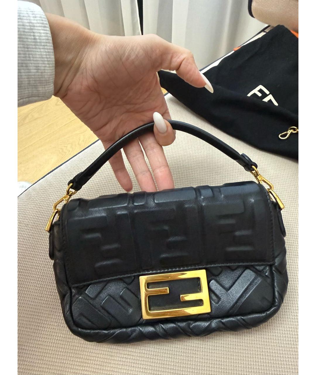 FENDI Черная кожаная сумка с короткими ручками, фото 2