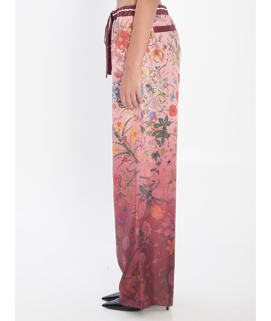 GUCCI Мульти шелковые прямые брюки, фото 3