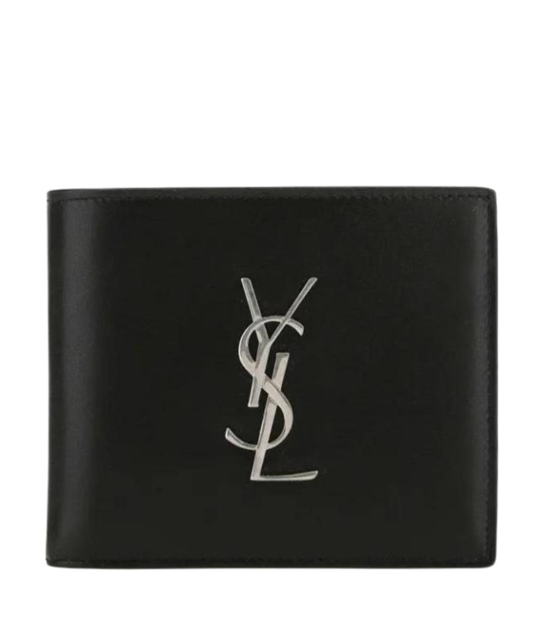 SAINT LAURENT Черный кожаный кошелек, фото 1