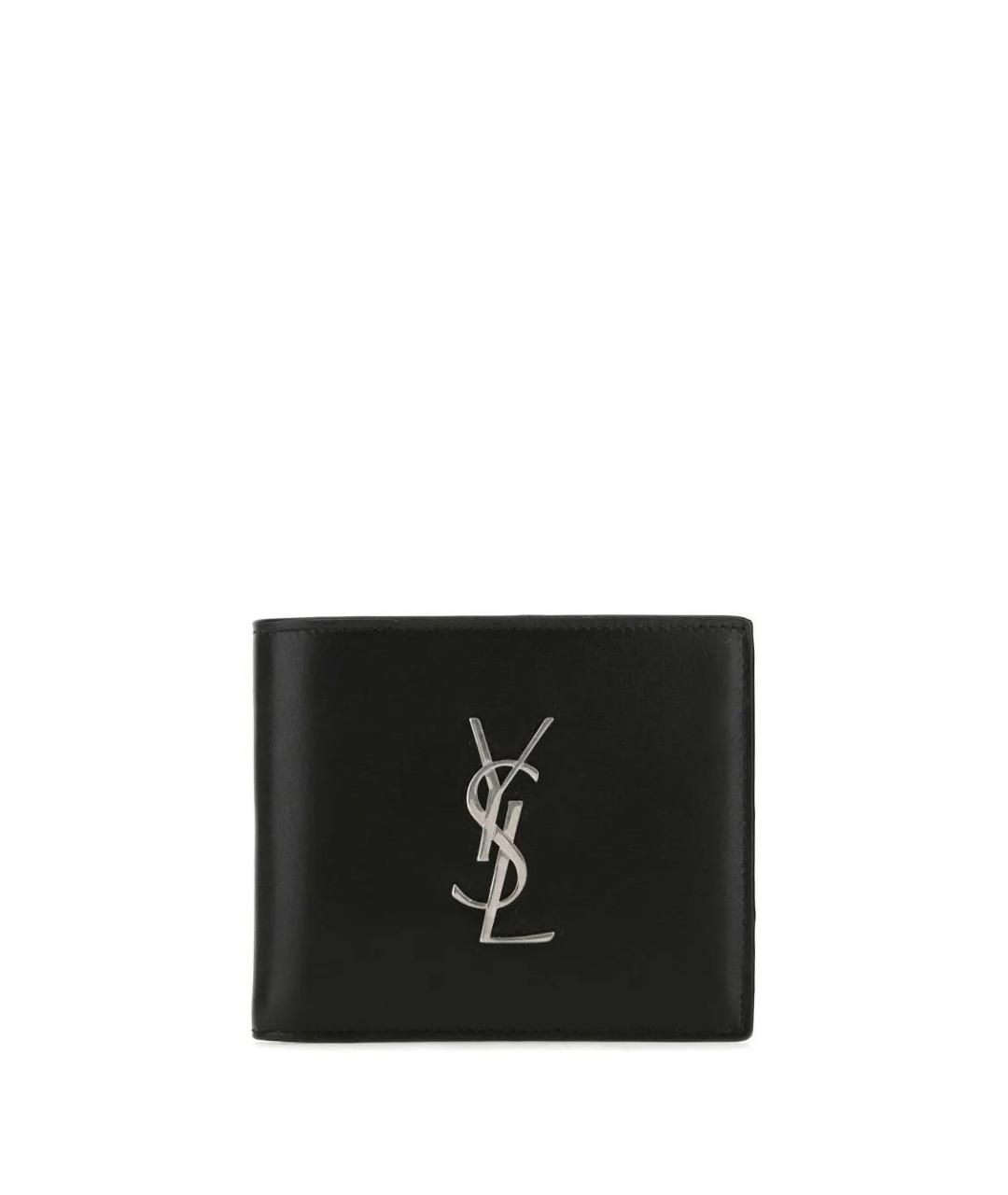 SAINT LAURENT Черный кожаный кошелек, фото 5
