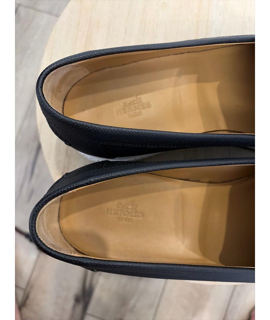 HERMES Черные кожаные лоферы, фото 6