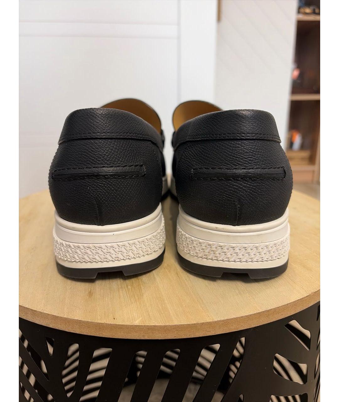 HERMES Черные кожаные лоферы, фото 4
