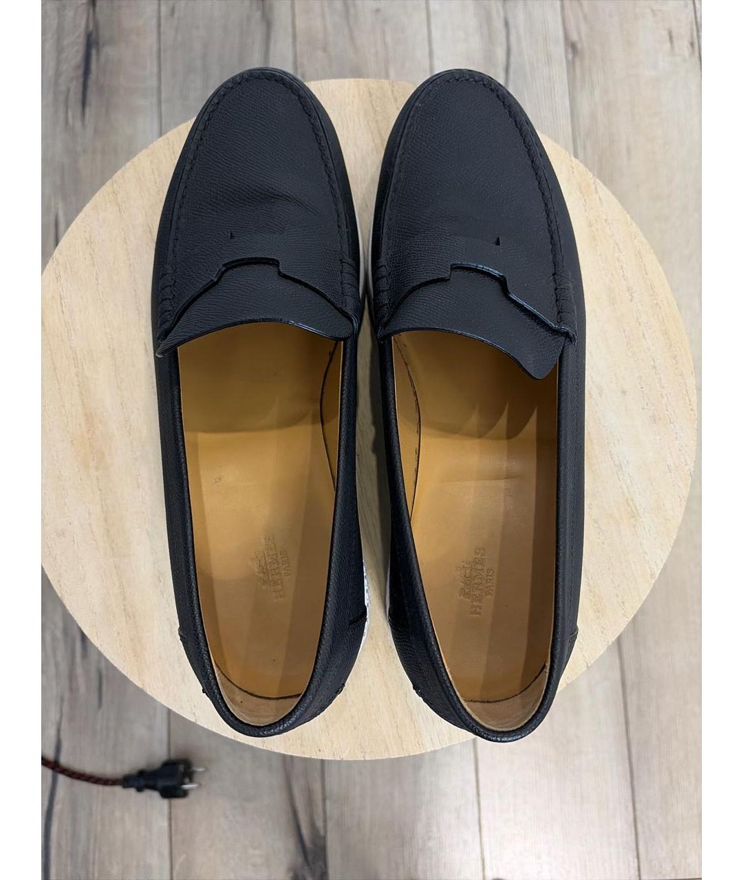 HERMES Черные кожаные лоферы, фото 3