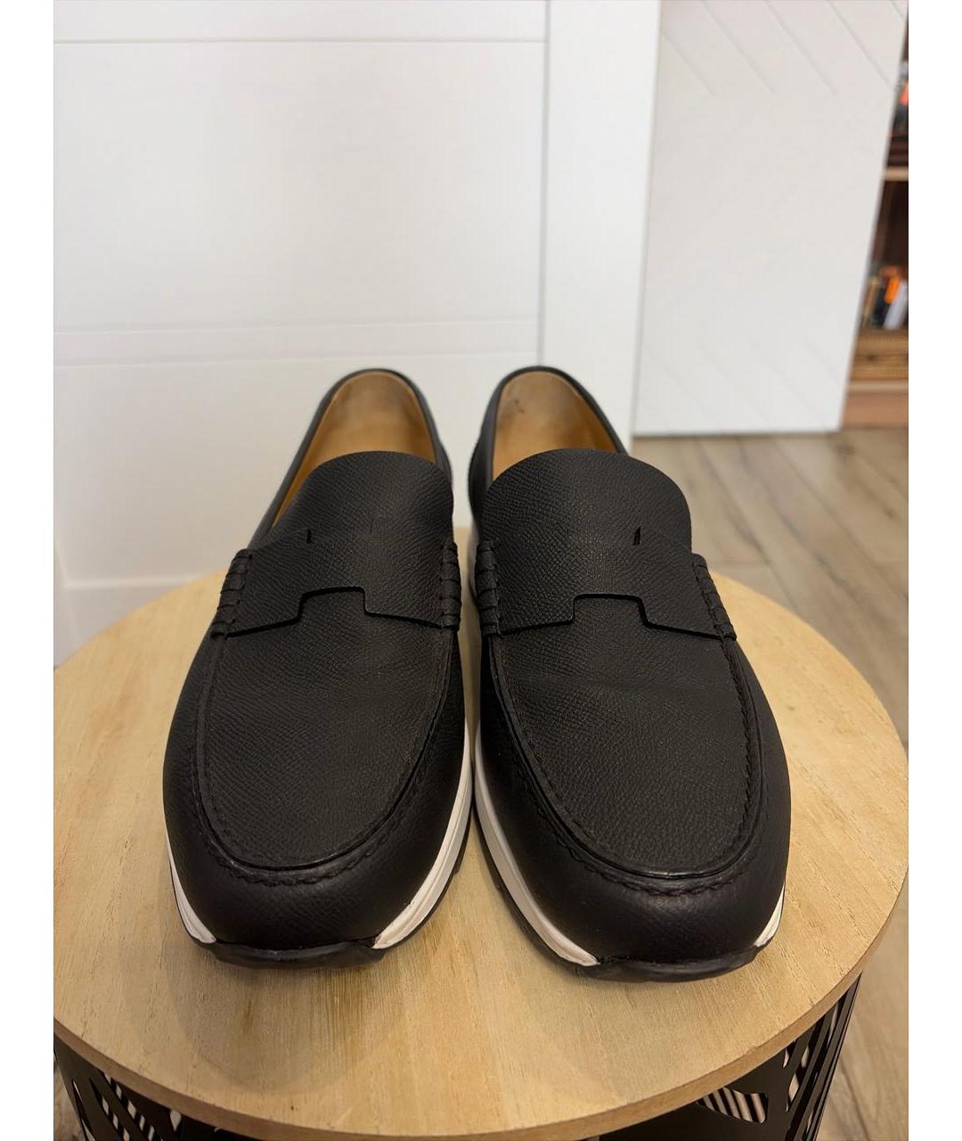 HERMES Черные кожаные лоферы, фото 2