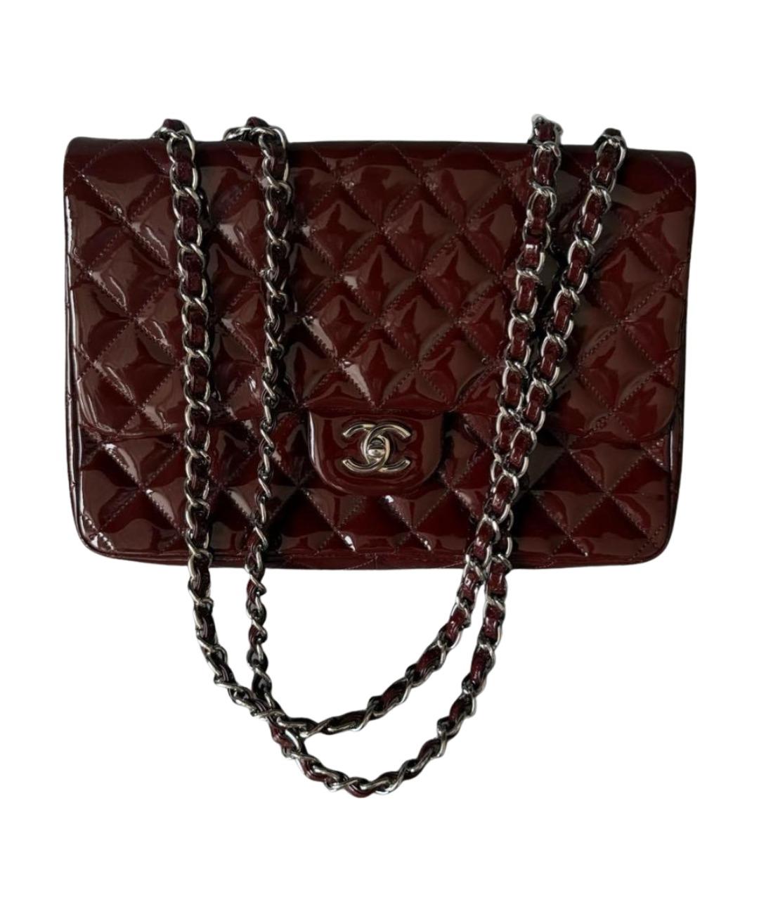 CHANEL Бордовая сумка через плечо из лакированной кожи, фото 1