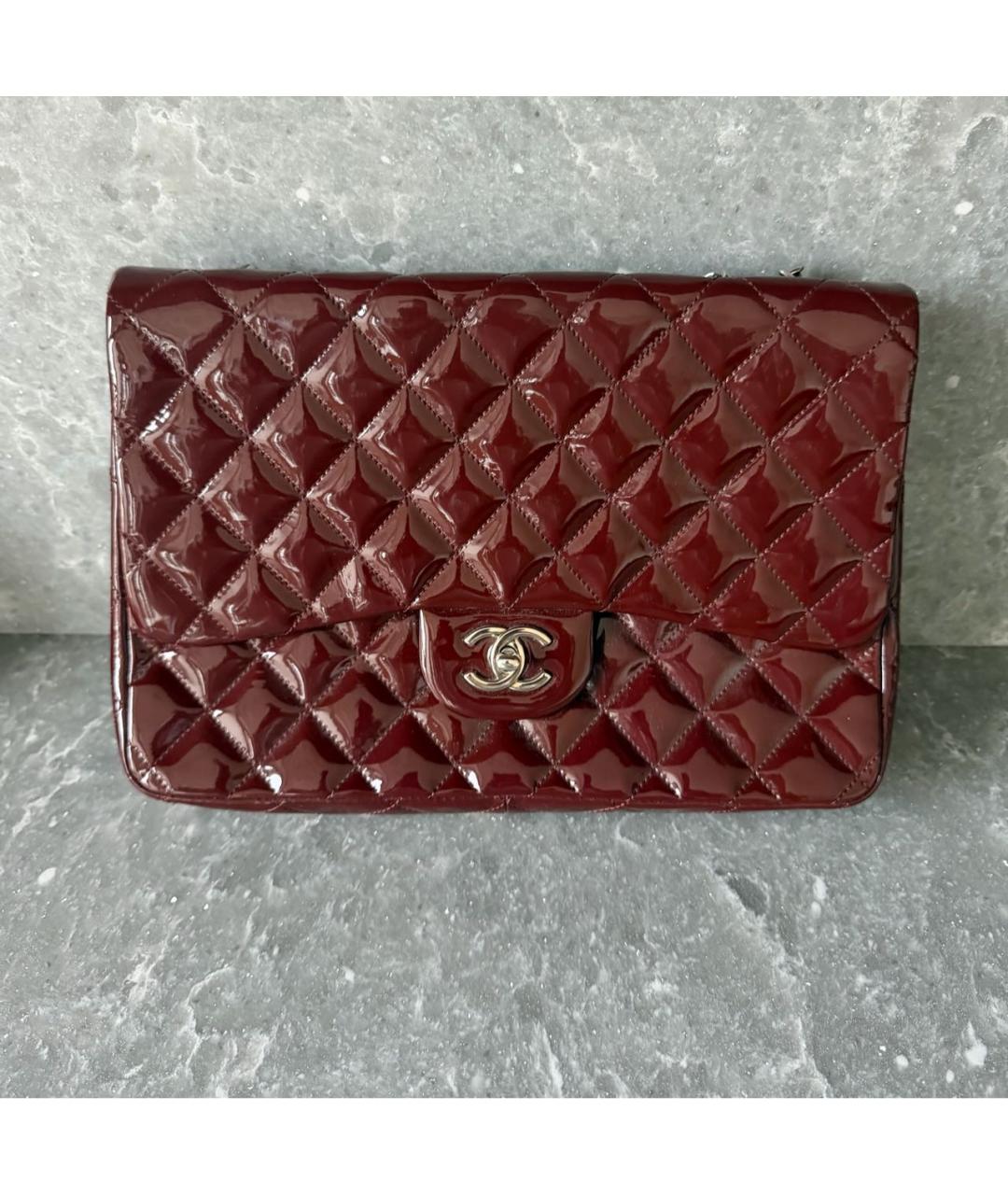 CHANEL Бордовая сумка через плечо из лакированной кожи, фото 2