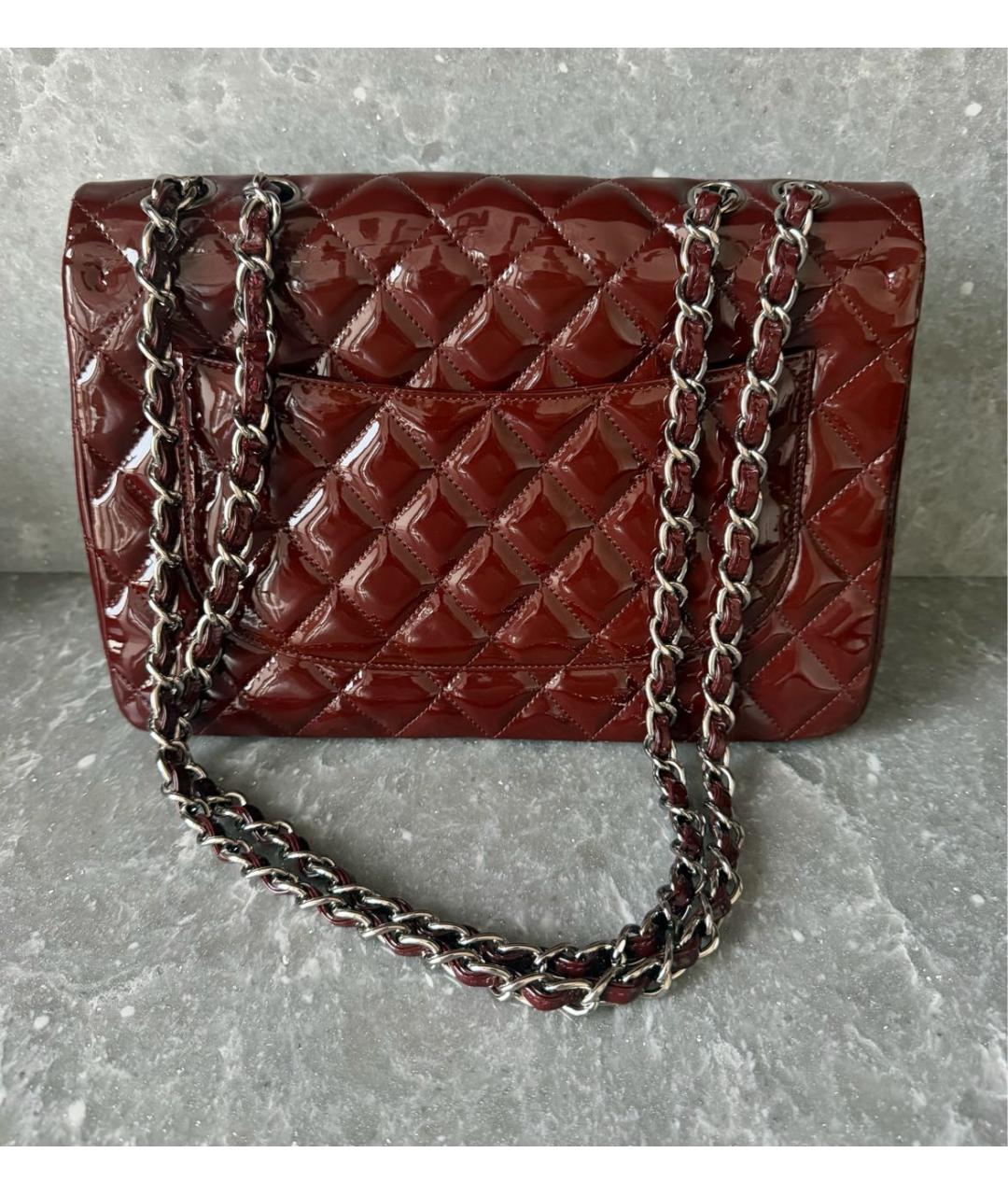 CHANEL Бордовая сумка через плечо из лакированной кожи, фото 3