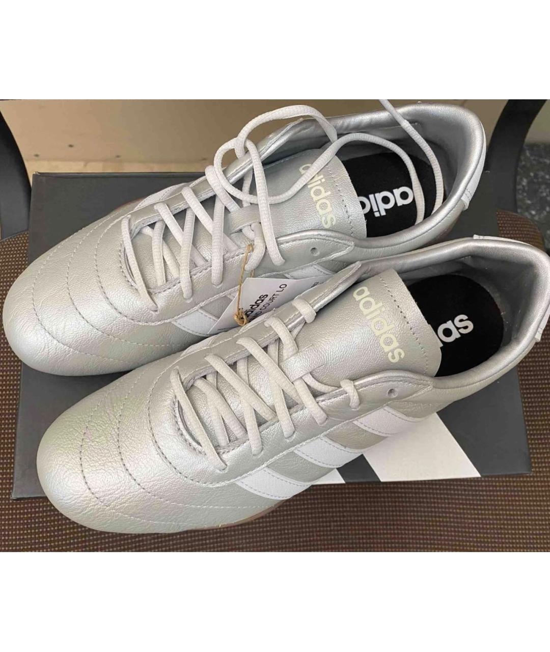 ADIDAS Серебряные кожаные кроссовки, фото 3